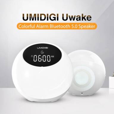 €20 with coupon for UMIDIGI Uwake Wireless bluetooth Speaker Portable Colorful LED Loudspeaker Stereo Music Surround Alarm Clock Night Light from BANGGOOD