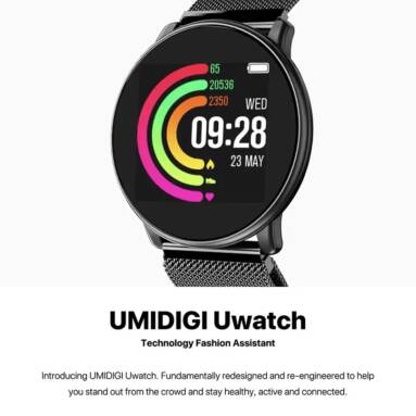$24 with coupon for UMIDIGI Uwatch Smart Color Bracelet Smartwatch – BLACK STEEL BAND from GearBest