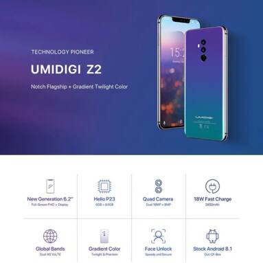 €182 with coupon for UMIDIGI Z2 4G Phablet 6GB + 64GB – BLACK from GearBest