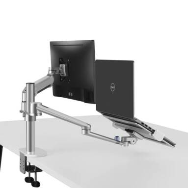 €90 with coupon for UPERGO OL-3S Aluminum Height Adjustable Desktop Dual Arm 17-32 inch Monitor Holder+12-17 inch Laptop Holder Stand Full Motion Mount Arm from BANGGOOD
