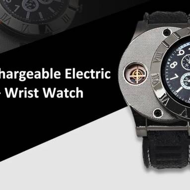 $8 with coupon for USB Rechargeable Electric Lighter + Wrist Watch – GRANITE from GearBest