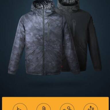 €63 with coupon for Uleemark IP64 Men Winter Rechargeable Adjustable Electric Heated Jacket Coats Washable Waterproof Rainproof Soft Down Jacket from BANGGOOD