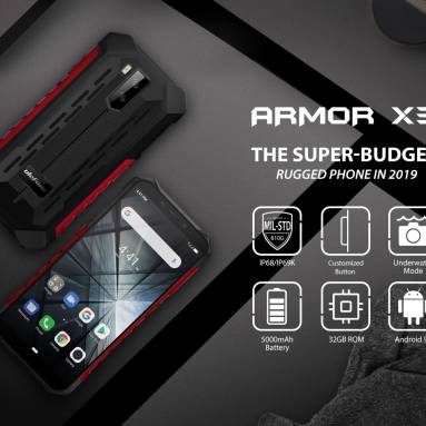 €71 with coupon for Ulefone ARMOR X3 IP68 IP69K Waterproof 5.5 inch 5000mAh 2GB 32GB MT6580 Quad core 3G Smartphone – Grey EU Version from BANGGOOD