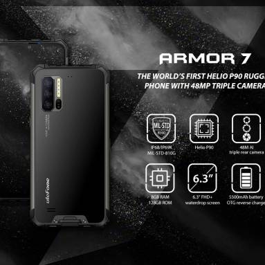 $359 with coupon for Ulefone Armor 7 4G Phablet 6.3 inch Android 9.0 Helio P90 Octa Core 8GB RAM 128GB ROM 3 Rear Camera 5500mAh Battery Global Version – Black EU from GEARBEST