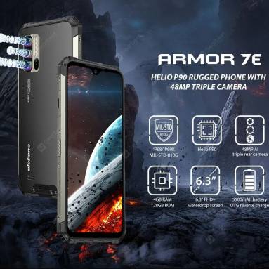 €208 with coupon for Ulefone Armor 7E 4G Smartphone 6.3 inch FHD + Android 9.0 Helio P90 Octa Core 4GB RAM 128GB ROM 3 Rear Camera 5500mAh IP68 IP69K Waterproof Global Version – Black EU from GEARBEST