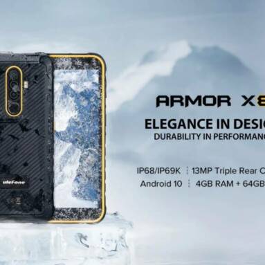€85 with coupon for Ulefone Armor X8 IP68 IP69K Waterproof 5.7 inch 4GB 64GB 13MP Triple Rear Camera NFC 5080mAh MT6762 Octa Core 4G Rugged Smartphone from BANGGOOD