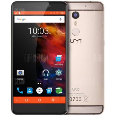 $104 with coupon for Umi Max 4G Phablet  –  GOLDEN from GearBest