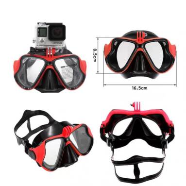 $12 with coupon for Underwater Camera Plain Diving Mask Swimming Glasses for GoPro Action Camera – RED from GearBest