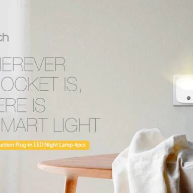 $8 with coupon for Utorch Plug-in Light Control Induction Night LED 4pcs – WHITE from GearBest