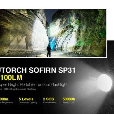 $16 with coupon for Utorch Sofirn SP31 1100lm Super Bright Portable Tactical Flashlight from GEARBEST