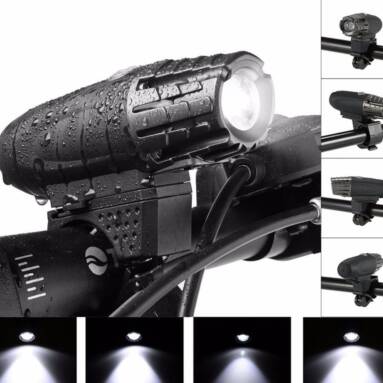 $9 with coupon for Utorch USB Rechargeable Headlight Rear Bicycle Light – BLACK from GearBest