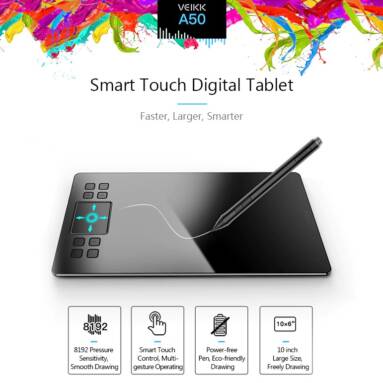 $49 with coupon for VEIKK A50 0.9cm Ultra-thin Digital Tablet Drawing Panel 8192 Pressure Sensitivity from GearBest