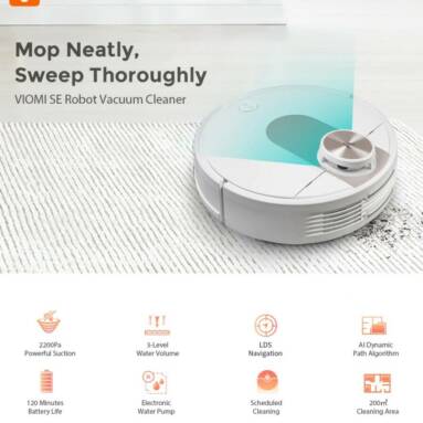 €169 with coupon for Xiaomi VIOMI SE Robot Vacuum Cleaner 2200Pa LDS Intelligent Electric Control Tank 2 in 1 Sweeping Mopping from EU warehouse GEEKBUYING