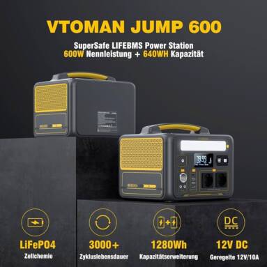 €392 with coupon for VTOMAN JUMP600 640Wh LiFePO4 Portable Power Station from EU warehouse BANGGOOD