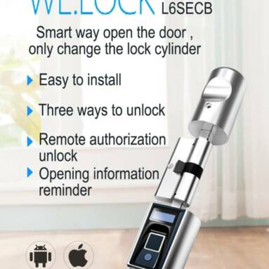 €100 with coupon for WE.LOCK SECB Intelligent Electronic Door Lock Cylinder Fingerprint + RFID Card + Bluetooth Control LCD Display IP44 Waterproof Smartphone Control, WiFi Box Working with Alexa, 3 Minute DIY Suitable for Doors with Thickness of 55 -105mm from EU warehouse GEEKBUYING