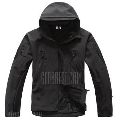 $29 with coupon for Windproof Outdoor Military Jacket  –  L  BLACK from GearBest
