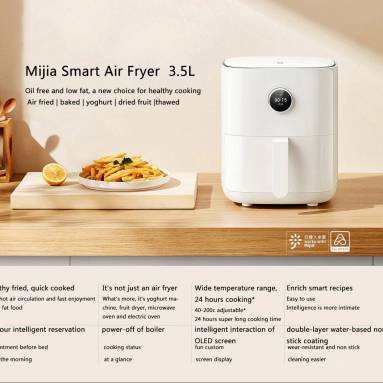 €89 with coupon for Xiaomi Mijia Smart Electric Air Fryer 3,5L OLED Screen Without Oil Oven Mi Air Frying Pan 360 ° bake Mijia App Control – EU Version from EU warehouse GEEKBUYING