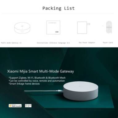 $27 with coupon for Xiaomi Mijia Multi-mode Smart Home Gateway 2.4G WiFi Bluetooth ZigBee 3.0 Connection App Control Intelligent Linkage from GEARBEST