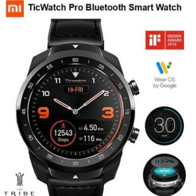 €198 with coupon for XIAOMI TicWatch Pro Smartwatch 1.4” Round Dual Screen IP68 Waterproof AI Heart Rate Monitor Smart Bracelet from BANGGOOD