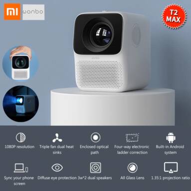 €125 with coupon for Xiaomi Wanbo T2 MAX 1080P Mini LED Projector WIFI Android 250ANSI Netflix YouTube Phone Portable – Global Edition from EU warehouse GEEKBUYING