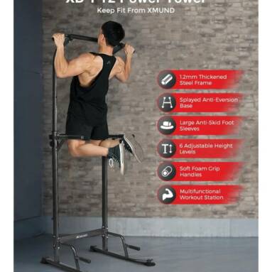 €60 with coupon for XMUND XD-PT2 Power Tower 6 Gears High Adjustable Multi-Function Pull Up Station Fitness Equipment Home Gym Load 150kg from EU CZ warehouse BANGGOOD