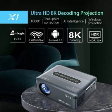 €119 with coupon for XNANO X1 Android 9.0 LCD Projector, 1080P Native Output, 12000LM, Dolby Audio, AC WiFi Bluetooth, HDR 10+, Keystone Correction, 8K Decoding, 2GB/16GB, EU Plug from GEEKBUYING