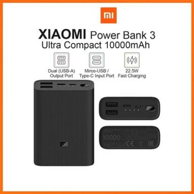 €10 with coupon for Xiaomi 10000MAH MI Power Bank 3 Ultra Compact from GSHOPPER