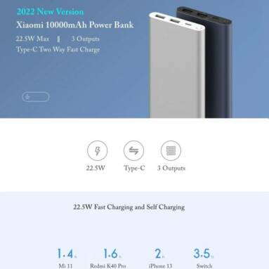 €18 with coupon for Xiaomi 22.5W 10000mAh Power Bank External Battery Power Supply PD QC3.0 Fast Charging from EU CZ warehouse BANGGOOD