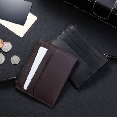 $14 with coupon for Xiaomi 90fen Stylish Minimalist Leather Coin Purse Wallet – BLACK from Gearbest