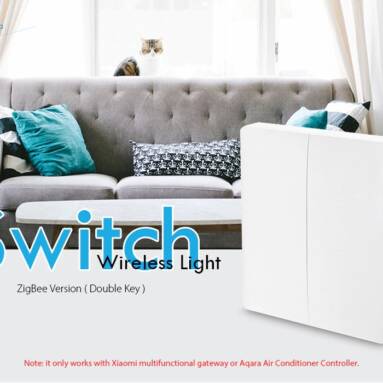 $22 with coupon for Xiaomi Aqara Wall Switch ZigBee Version – WHITE DOUBLE KEY from GearBest