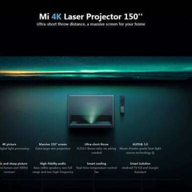 €1791 with coupon for Xiaomi Mi 4K UHD Projector, Android TV 9.0, Dolby DTS, ALPD 3.0, 1300LM, 150in Projection, 16GB Storage, 5G WiFi, Global Version from EU warehouse GEEKBUYING