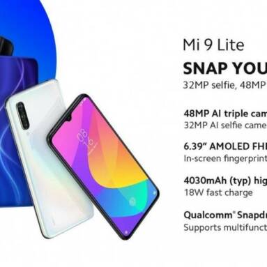 €178 with coupon for Xiaomi Mi9 Mi 9 Lite Global Version 6.39 inch 48MP Triple Rear Camera NFC 6GB 64GB 4030mAh Snapdragon 710 Octa core 4G Smartphone – Aurora Blue from BANGGOOD