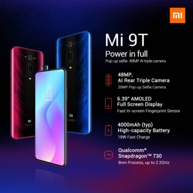 €258 with coupon for Xiaomi Mi9T Mi 9T Global Version 6.39 inch 48MP Triple Camera NFC 4000mAh 6GB 128GB Snapdragon 730 Octa core 4G Smartphone from BANGGOOD