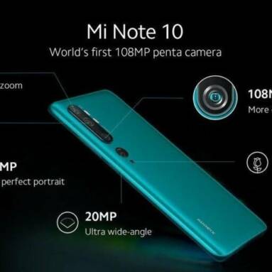 €386 with coupon for Xiaomi Mi Note 10 (CC9 Pro) 108MP Penta Camera Phone Global Version – Black from GEARBEST