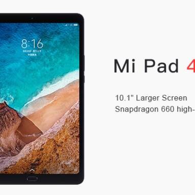 €310 with coupon for Xiaomi Mi Pad 4 Plus WiFi + 4G LTE 10.1 Inch 1920*1200 16:10 FHD Screen Qualcomm Snapdragon 660 AIE 4GB + 64GB 13MP Rear Camera 8620mAh MIUI 9 – Black from GEEKBUYING