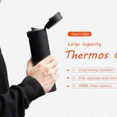 €22 with coupon for Xiaomi Mijia 480ML Large Capacity Thermos Cup Second Generation – Black from GEARBEST