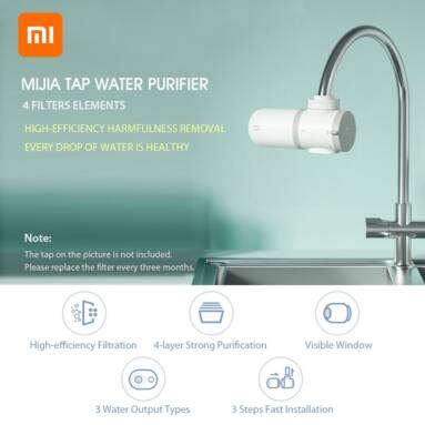 €35 with coupon for Xiaomi Mijia MUL11 Faucet Water Filter Purifier 0.1um Ultra-fine Fiber 4 Filtration System 3 Faucet Modes from GEEKBUYING