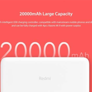 €29 with coupon for Xiaomi PB200LZM Redmi Power Bank 20000mAh Fast Charge Version from GEARBEST