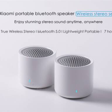 €27 with coupon for Xiaomi Portable TWS bluetooth 5.0 Speaker 2PCS Mini 2.0 Wireless Stereo Bass Subwoofer with HD Mic – White from BANGGOOD