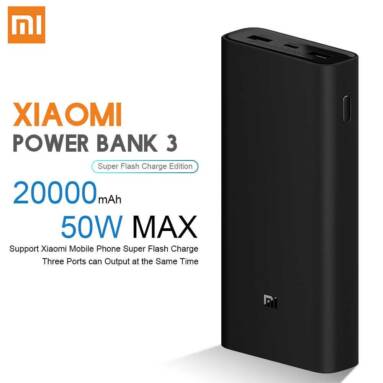 €40 with coupon for Xiaomi PowerBank 3 20000mAh 50W Super Fast Flash Charging Power Bank from BANGGOOD
