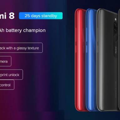 €117 with coupon for Xiaomi Redmi 8 Smartphone 4+64GB Onyx Black EU from GEARBEST