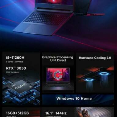 €772 with coupon for Xiaomi Redmi G 2021 Gaming Laptop 16.1 inch 144Hz 100%sRGB Screen Intel Core i5-11260H NVIDIA GeForce RTX3050 GPU Direct 16GB RAM 3200MHz 512GB PCIe SSD 55Wh Battery WiFi6 Backlit Notebook from BANGGOOD