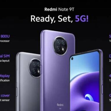 €139 with coupon for Xiaomi Redmi Note 9T 5G Smartphone 4+64GB – EU Version from EU warehouse EDWAYBUY