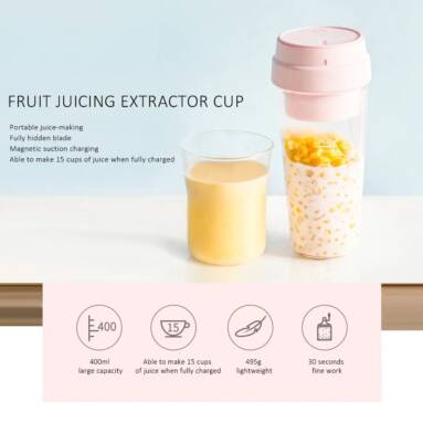 $31 with coupon for Xiaomi youpin 17PIN 400ML Portable DIY Fruit Juicing Extractor Cup Magnetic Outdoor Travel Bottle – WHITE from GearBest