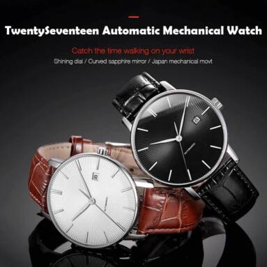 $78 with coupon for Xiaomi youpin Light and Fashionable Automatic Mechanical Watch – BLACK from GearBest
