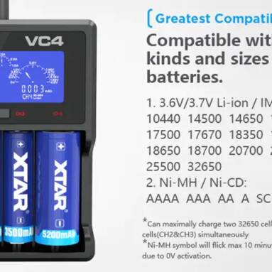 €13 with coupon for Xtar VC4 18650 4-slot Lithium-ion Ni-MH Battery Charger from GearBest