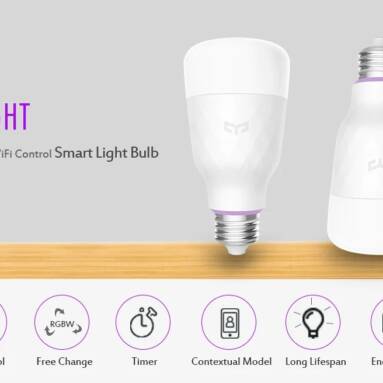 $15 with coupon for Yeelight E27 YLDP06YL Smart Light Bulb 10W RGB WiFi Control from GEARVITA