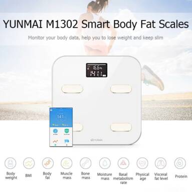€49 with coupon for YUNMAI M1302 Bluetooth Smart Weighing Scale – WHITE from GearBest