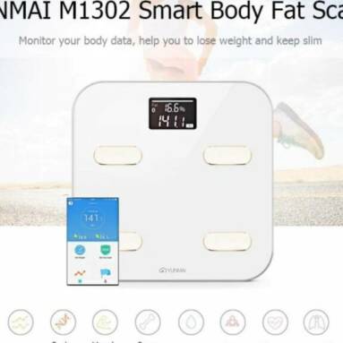 €72 with coupon for YUNMAI S Smart Bluetooth Body Fat Scale Rechargeable Battery APP Control from EU warehouse GeekBuying