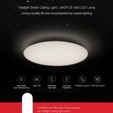 $159 with coupon for Yeelight 320mm LED Smart Ceiling Light / JIAOYUE 450mm Lamp with White Lampshade 2PCS – WHITE from GearBest